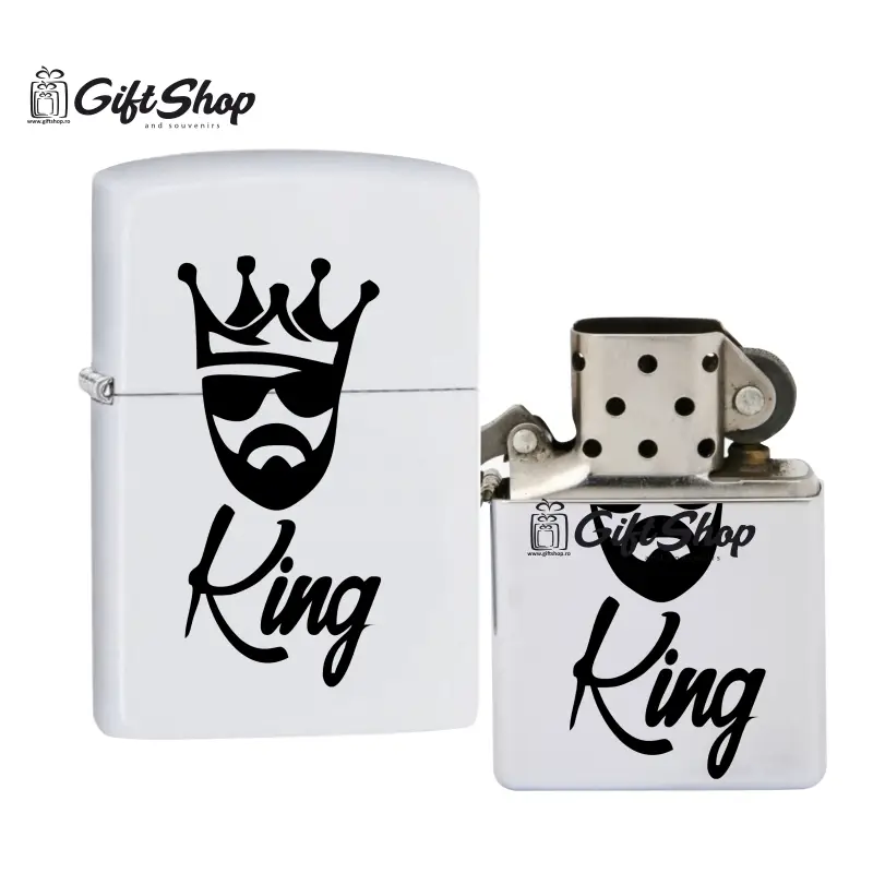 King, bricheta metalica gravata laser cu mesajv